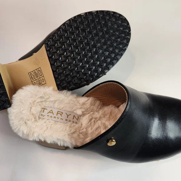 Taryn Rose Black Mules with Platform Sole and Plush Lining Sz 7.5 - Picture 7 of 10